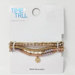 Time And Tru Multi Bracelets With Beads & Small Sunflower Pendant